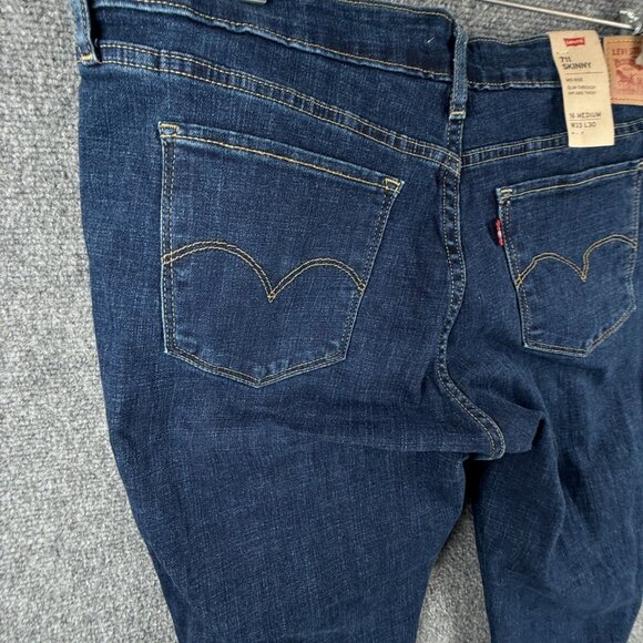 NWT Levis Womens Denim 711 Skinny Jeans W33 L30 16 Medium Mid Rise Distressed - Picture 13 of 16